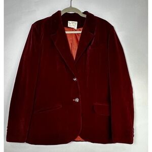 Butterfly Sportswear Velvet Blazer Burgundy Womens Size 14 Button‎ Front